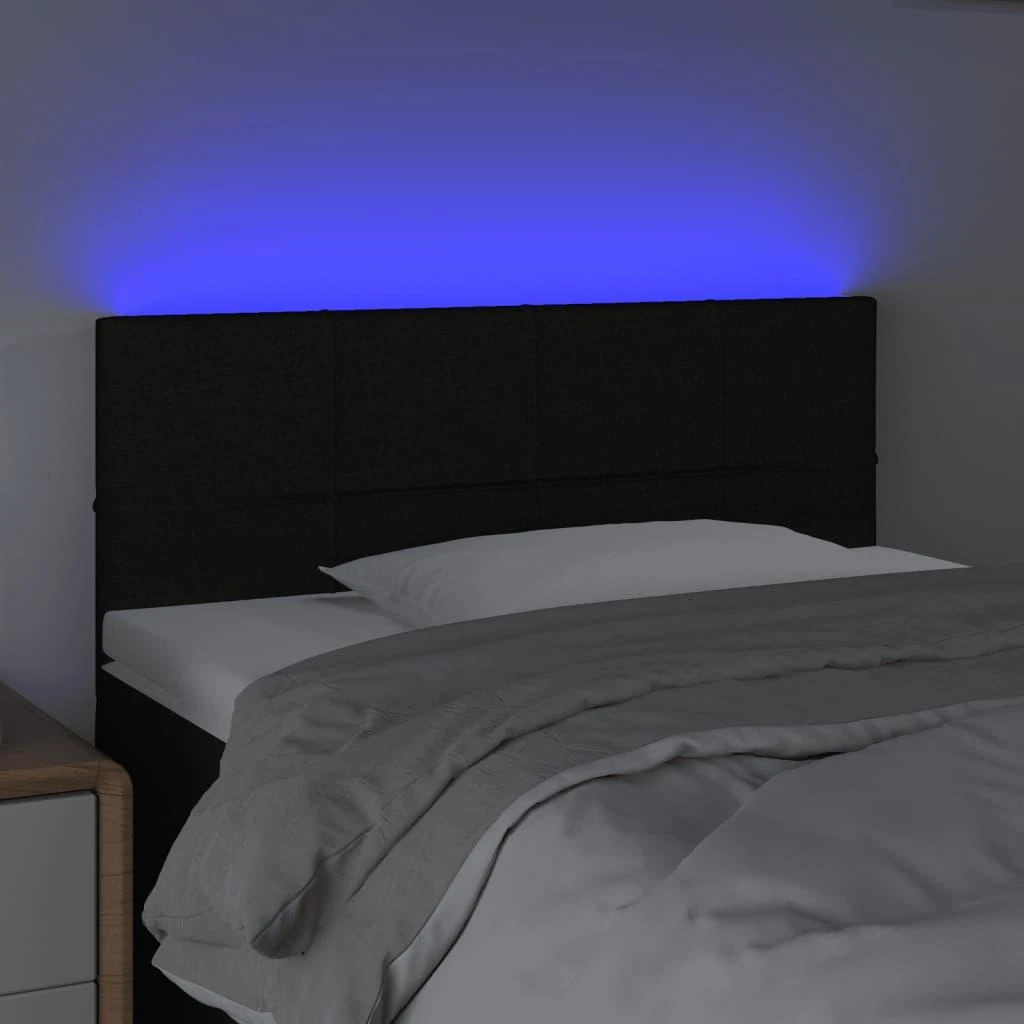 Galvūgalis su LED, juodos spalvos, 90x5x78/88cm, audinys