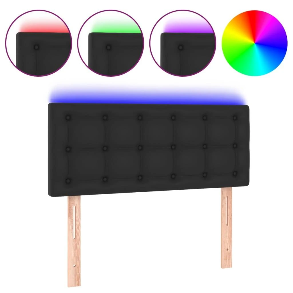 Galvūgalis su LED, juodos spalvos, 90x5x78/88cm, dirbtinė oda