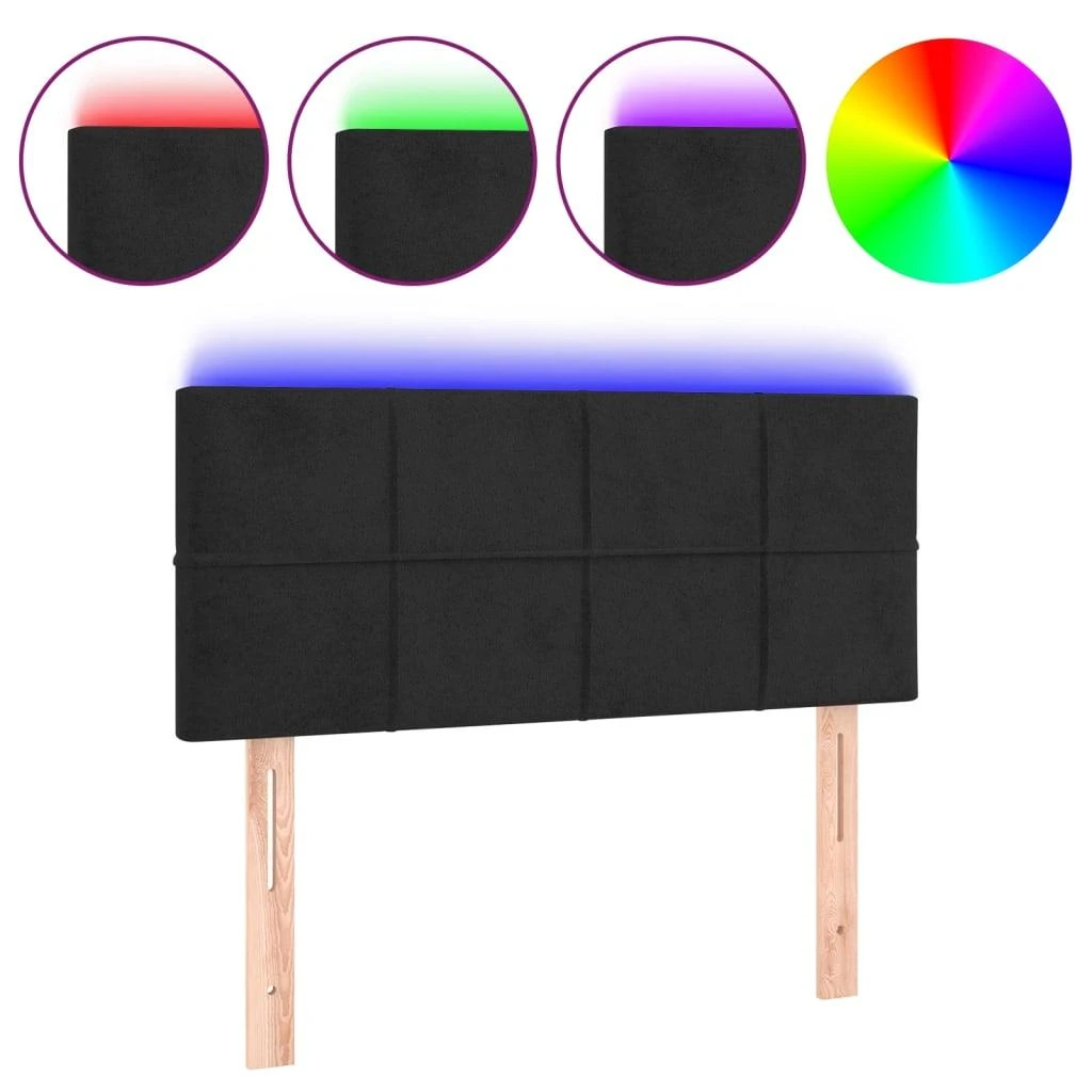 Galvūgalis su LED, juodos spalvos, 90x5x78/88cm, aksomas