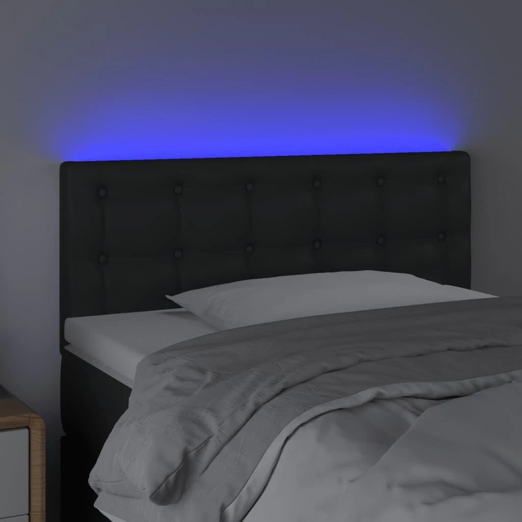 Galvūgalis su LED, juodos spalvos, 90x5x78/88cm, dirbtinė oda