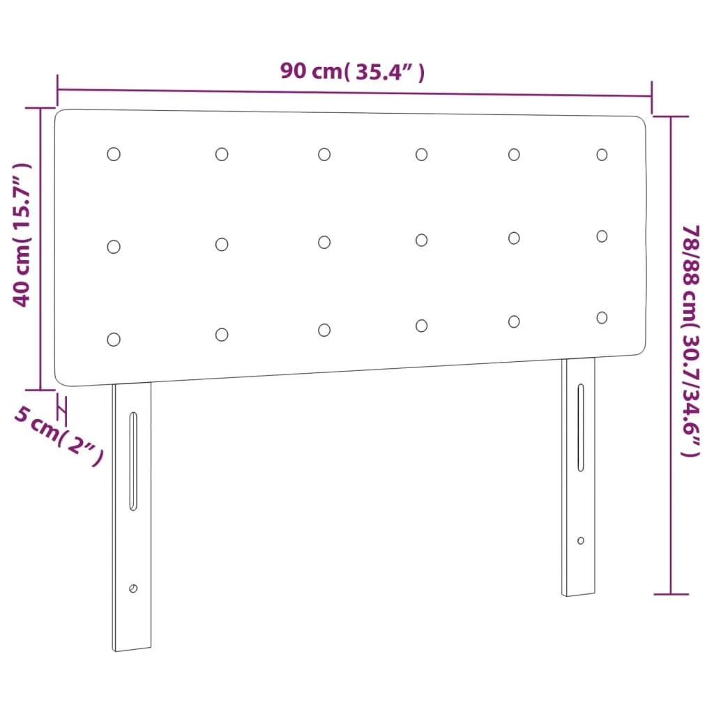 Galvūgalis su LED, juodos spalvos, 90x5x78/88cm, dirbtinė oda