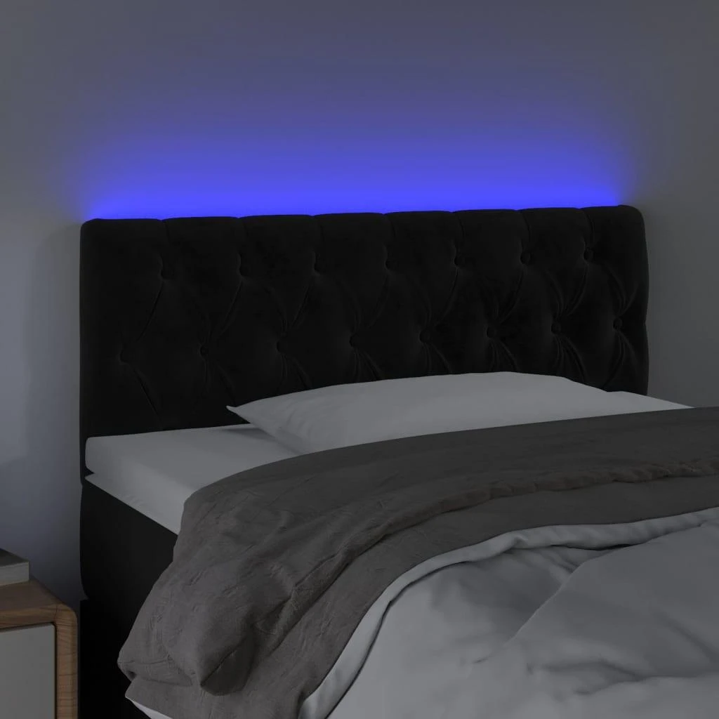 Galvūgalis su LED, juodos spalvos, 90x7x78/88cm, aksomas
