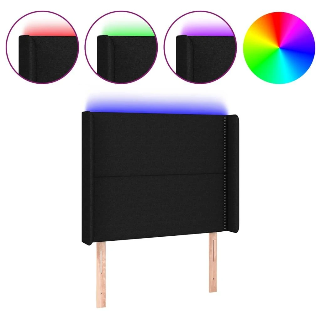Galvūgalis su LED, juodos spalvos, 93x16x118/128cm, audinys