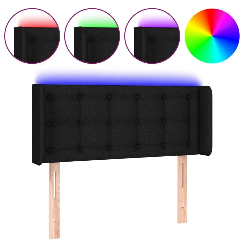 Galvūgalis su LED, juodos spalvos, 93x16x78/88cm, audinys