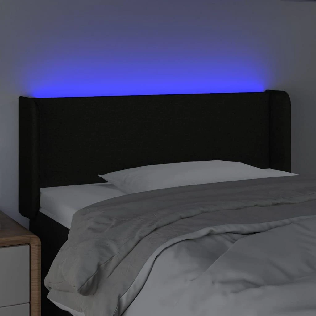 Galvūgalis su LED, juodos spalvos, 93x16x78/88cm, audinys