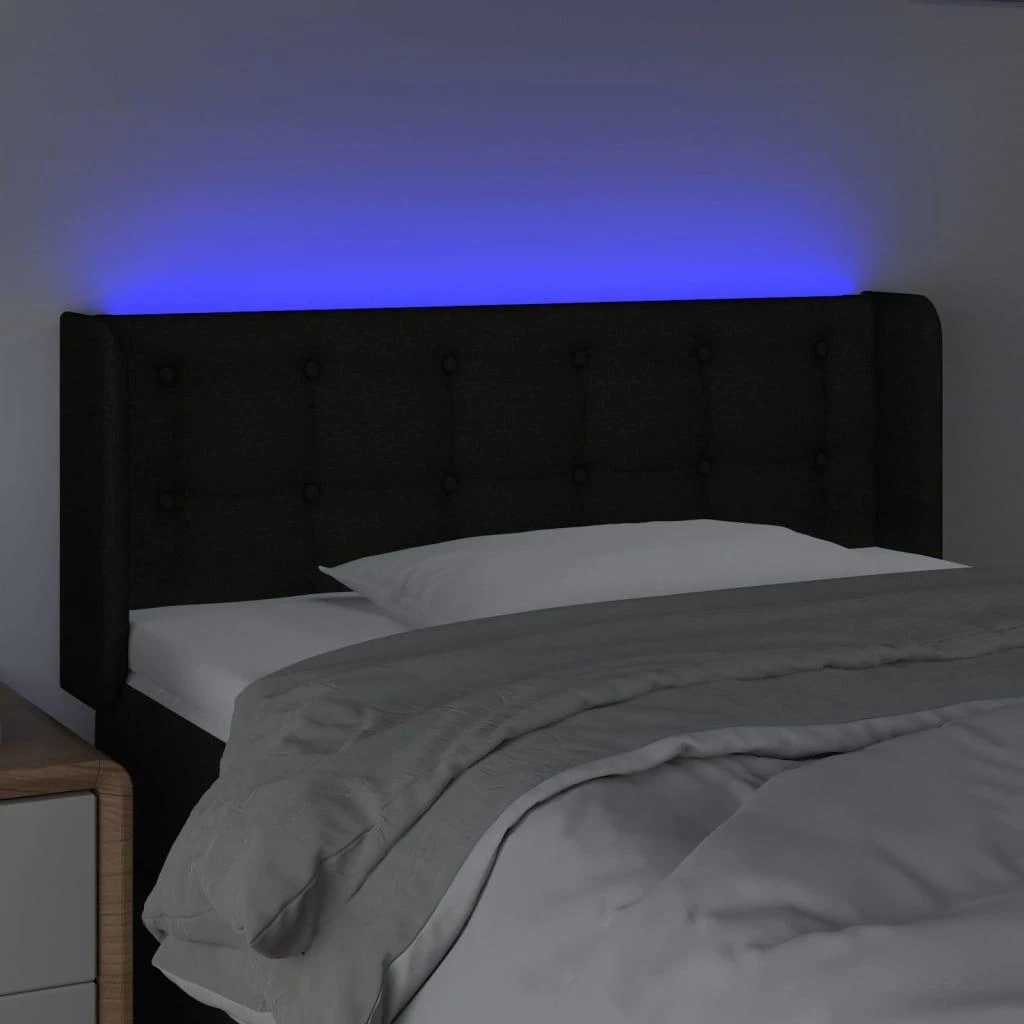 Galvūgalis su LED, juodos spalvos, 93x16x78/88cm, audinys