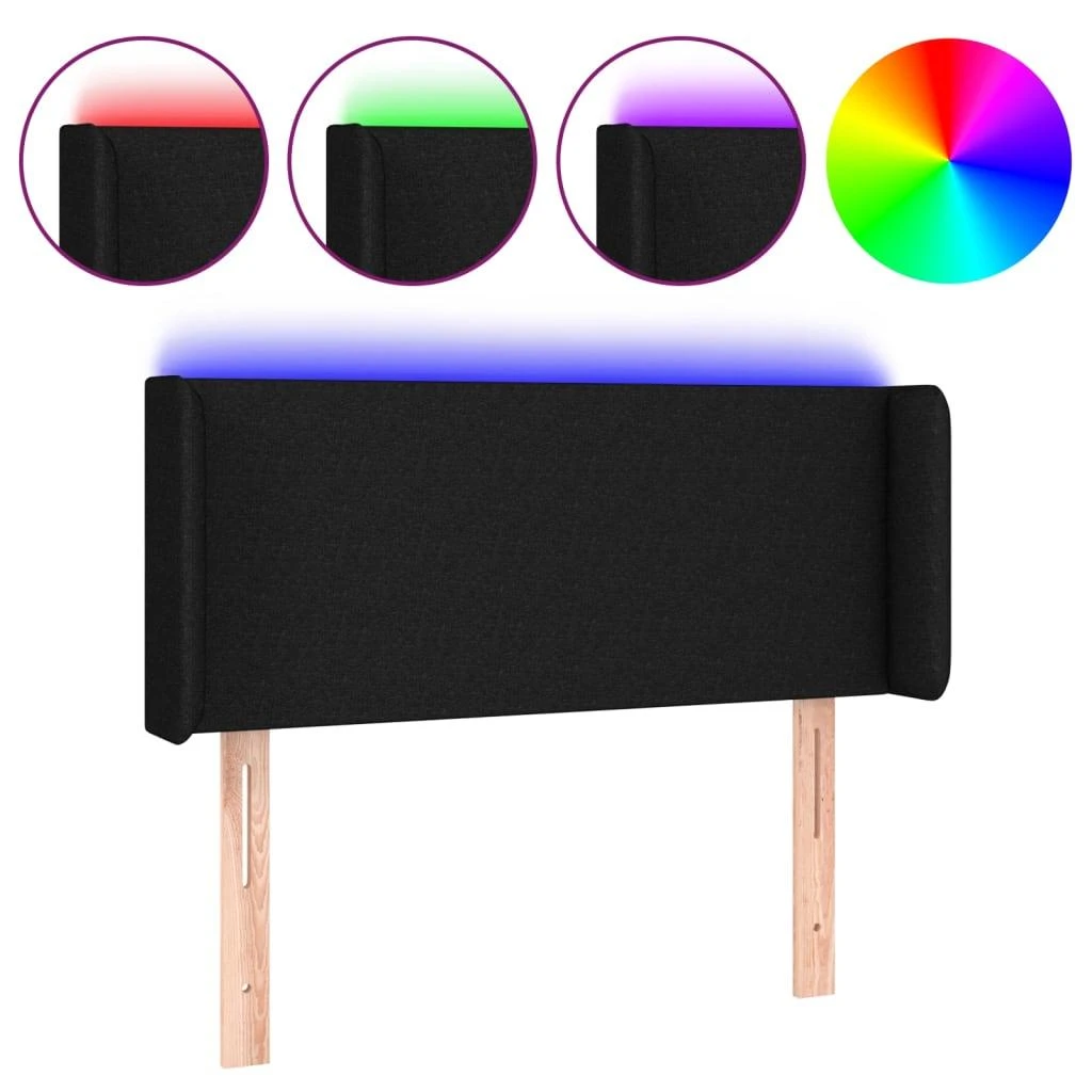 Galvūgalis su LED, juodos spalvos, 93x16x78/88cm, audinys