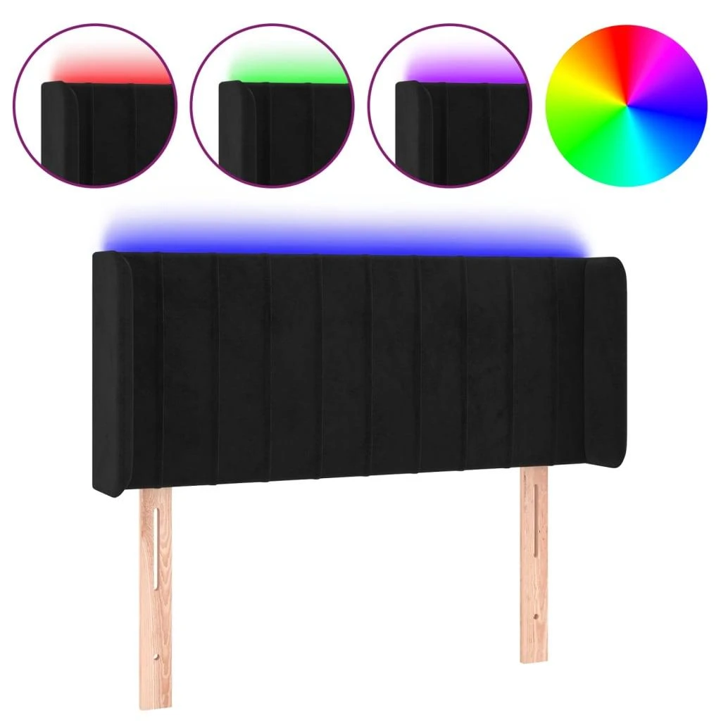 Galvūgalis su LED, juodos spalvos, 93x16x78/88cm, aksomas