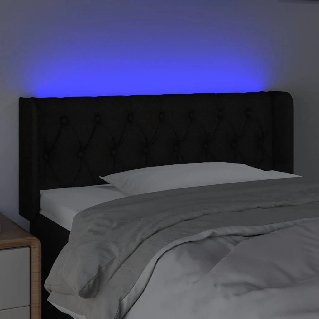 Galvūgalis su LED, juodos spalvos, 93x16x78/88cm, audinys
