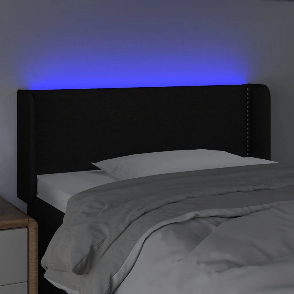 Galvūgalis su LED, juodos spalvos, 93x16x78/88cm, audinys