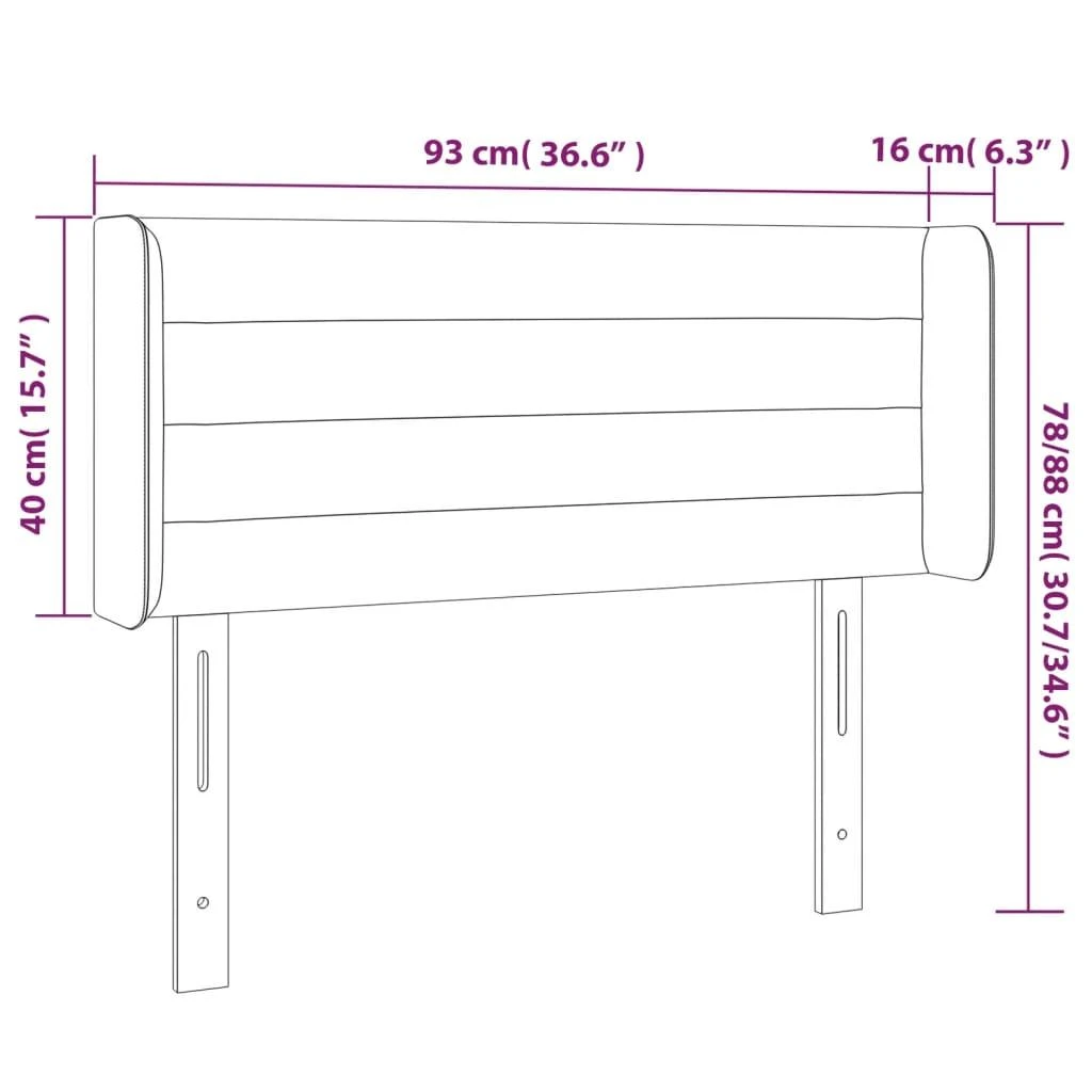 Galvūgalis su LED, juodos spalvos, 93x16x78/88cm, audinys