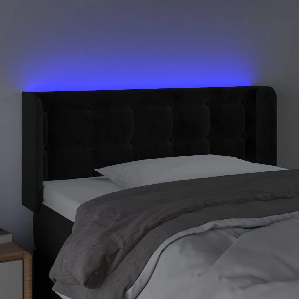Galvūgalis su LED, juodos spalvos, 93x16x78/88cm, aksomas