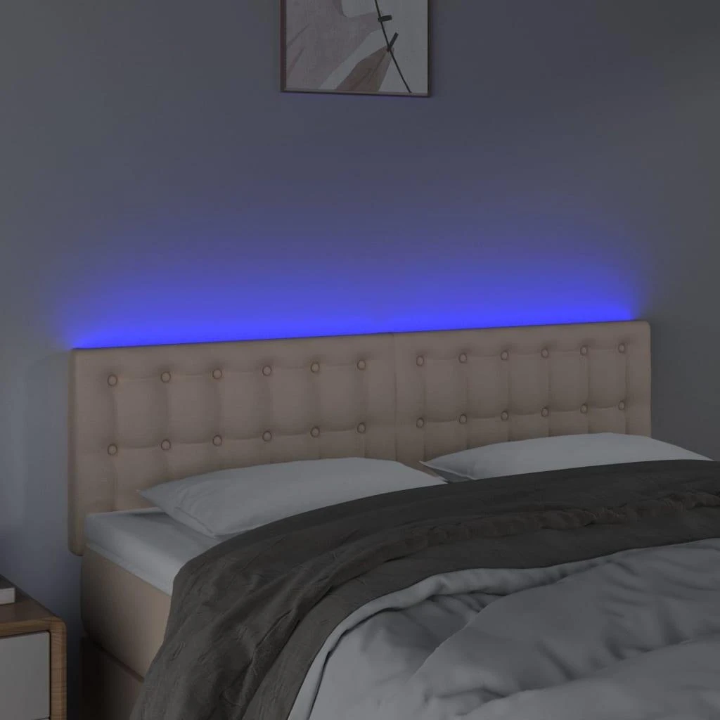 Galvūgalis su LED, kapučino spalvos, 144x5x78/88cm