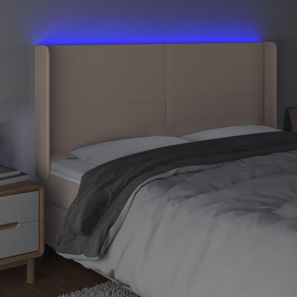 Galvūgalis su LED, kapučino spalvos, 163x16x118/128cm