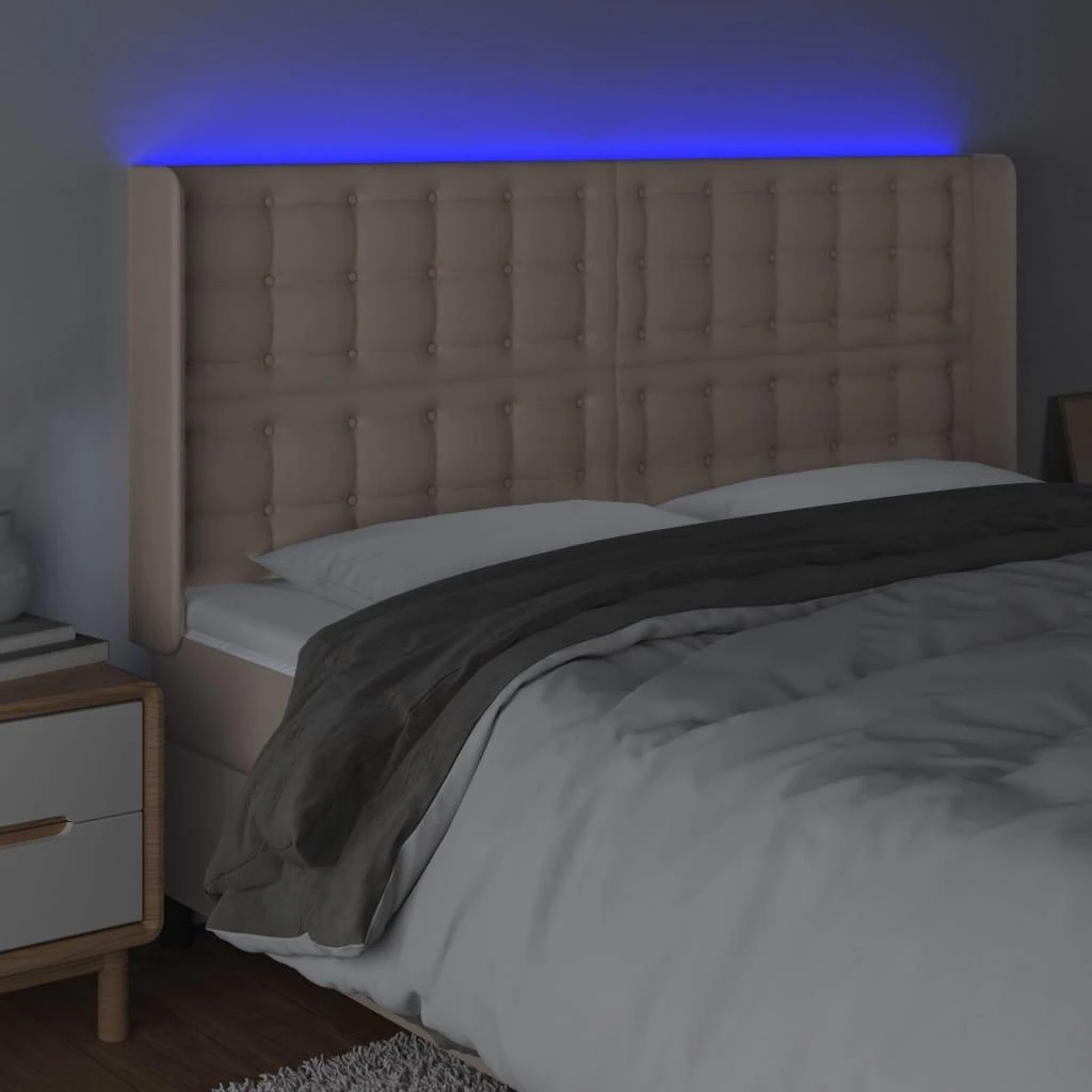 Galvūgalis su LED, kapučino spalvos, 163x16x118/128cm