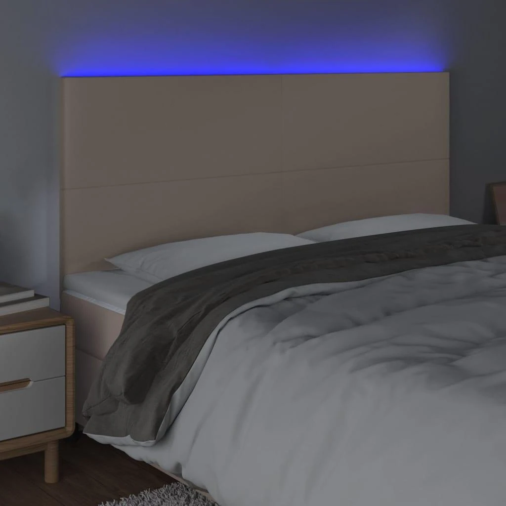 Galvūgalis su LED, kapučino spalvos, 200x5x118/128cm