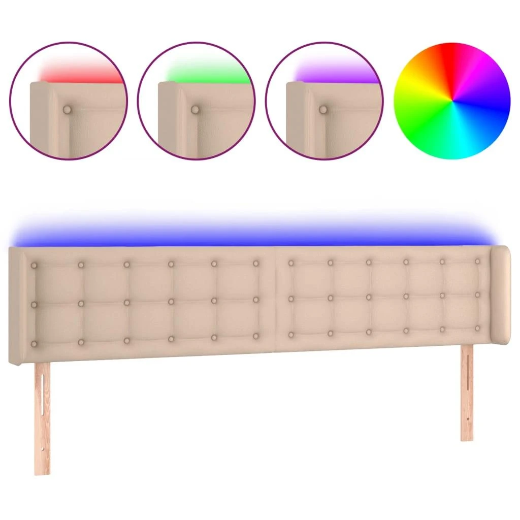 Galvūgalis su LED, kapučino spalvos, 203x16x78/88cm