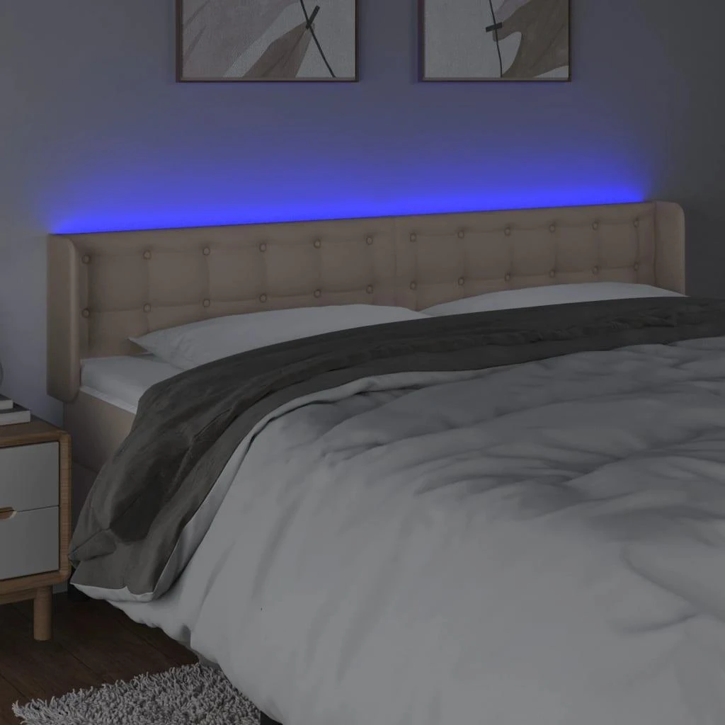 Galvūgalis su LED, kapučino spalvos, 203x16x78/88cm