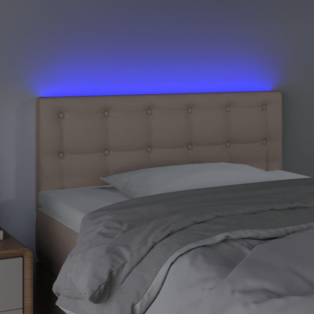 Galvūgalis su LED, kapučino spalvos, 80x5x78/88cm, dirbtinė oda