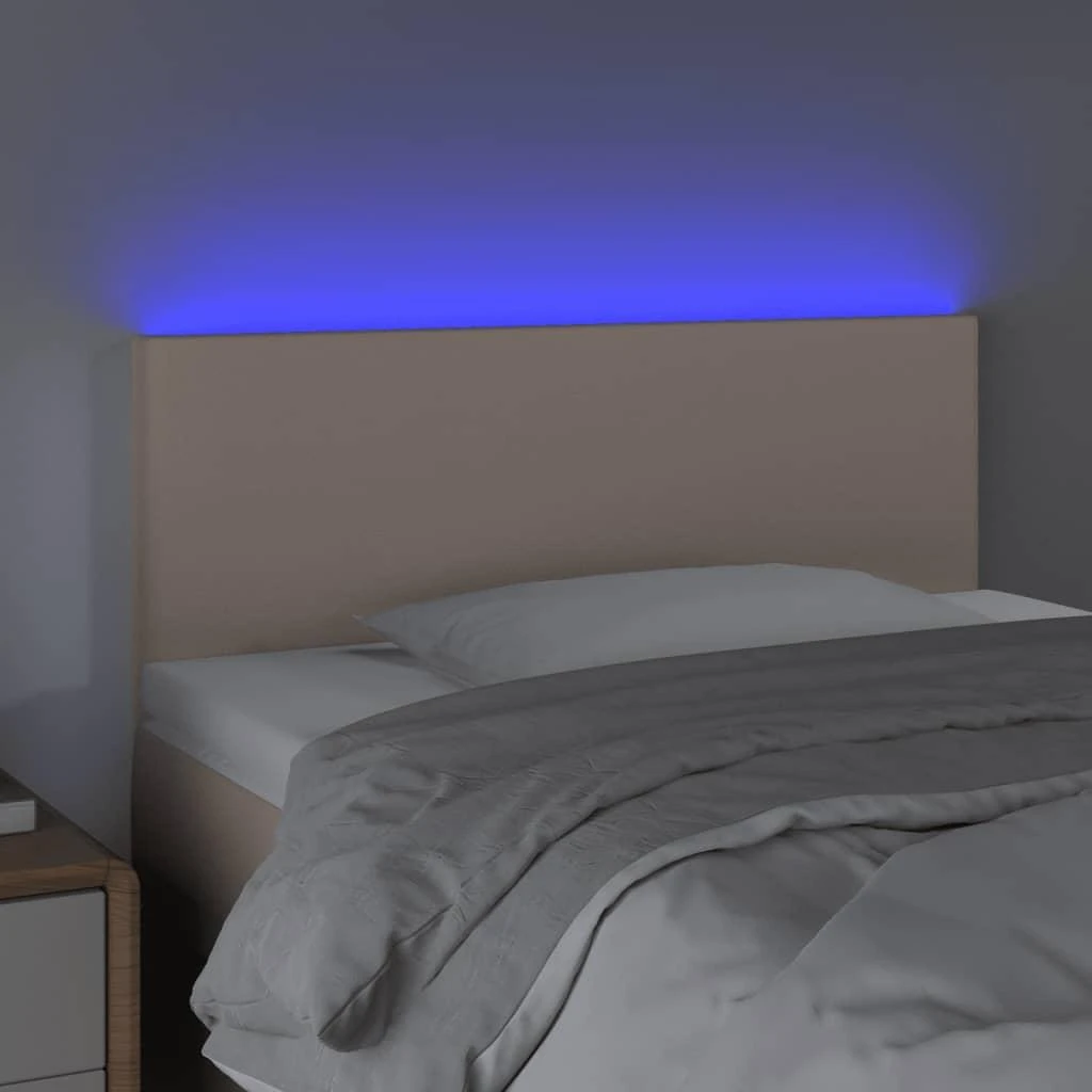 Galvūgalis su LED, kapučino spalvos, 90x5x78/88cm, dirbtinė oda