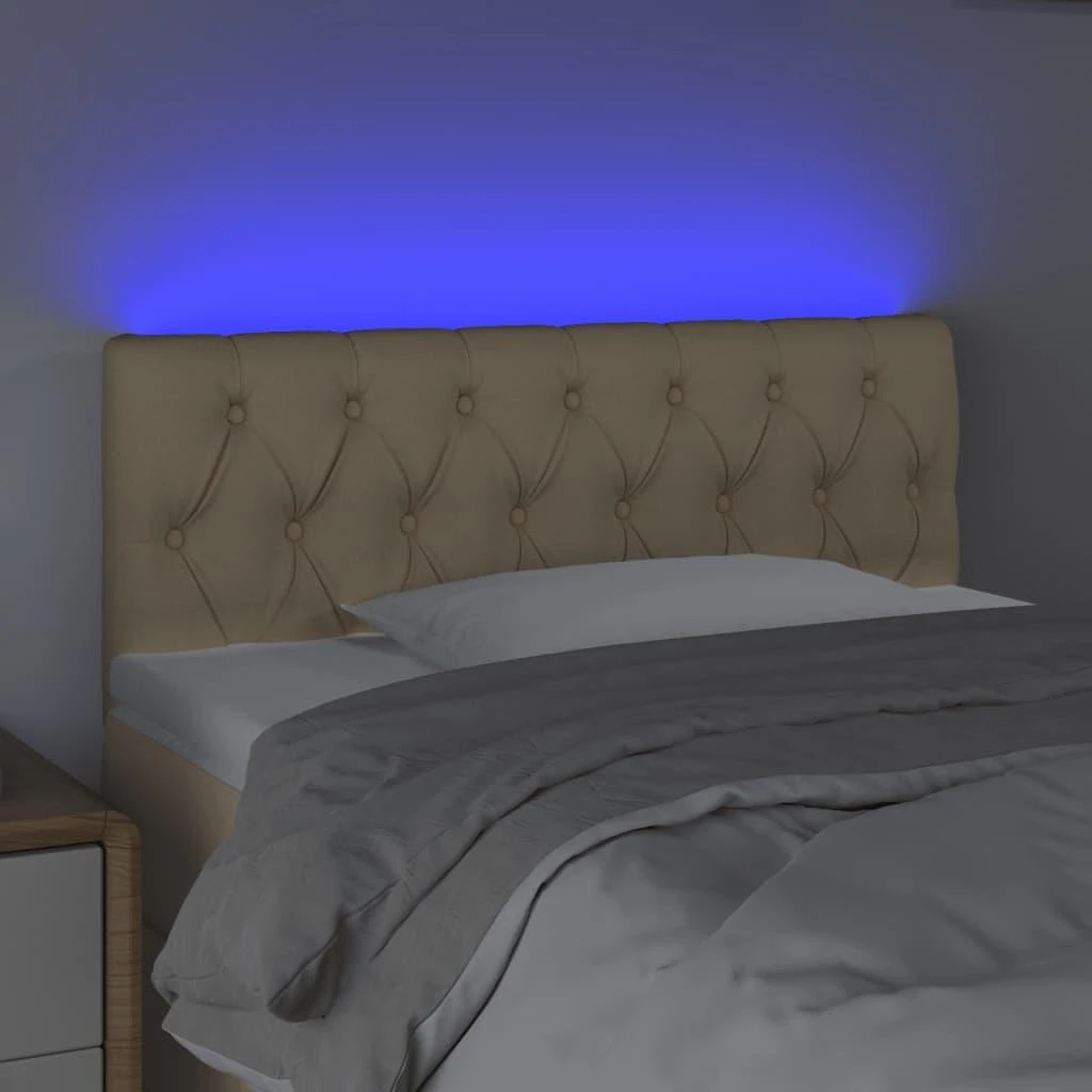 Galvūgalis su LED, kreminės spalvos, 100x7x78/88cm, audinys