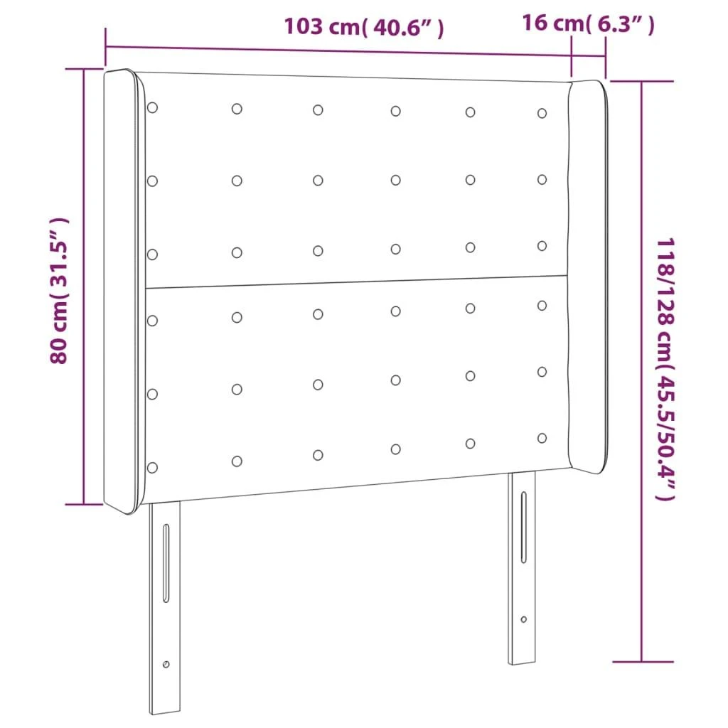 Galvūgalis su LED, kreminės spalvos, 103x16x118/128 cm