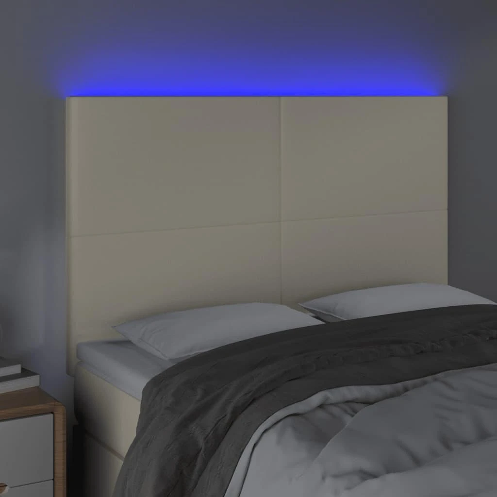 Galvūgalis su LED, kreminės spalvos, 144x5x118/128 cm