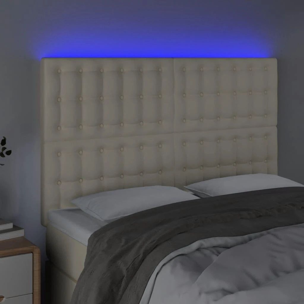Galvūgalis su LED, kreminės spalvos, 144x5x118/128 cm