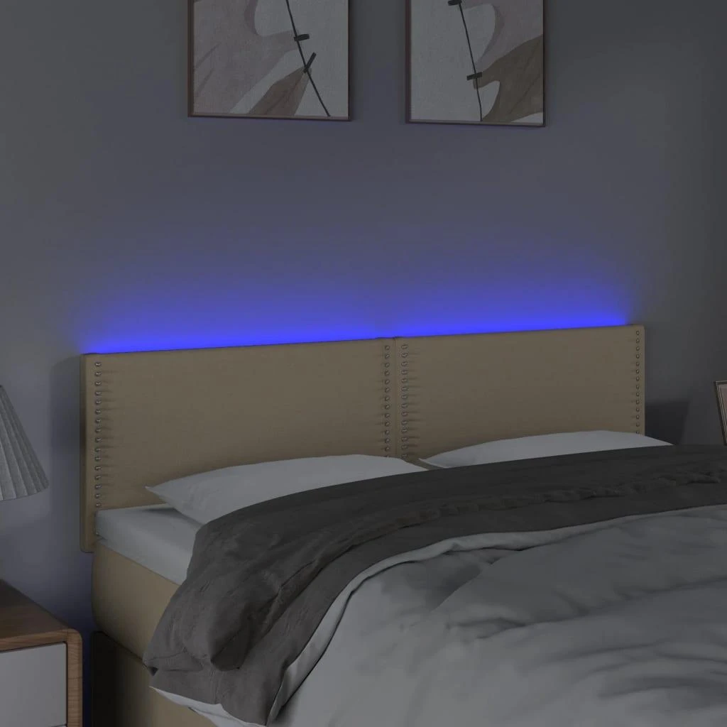 Galvūgalis su LED, kreminės spalvos, 144x5x78/88cm, audinys