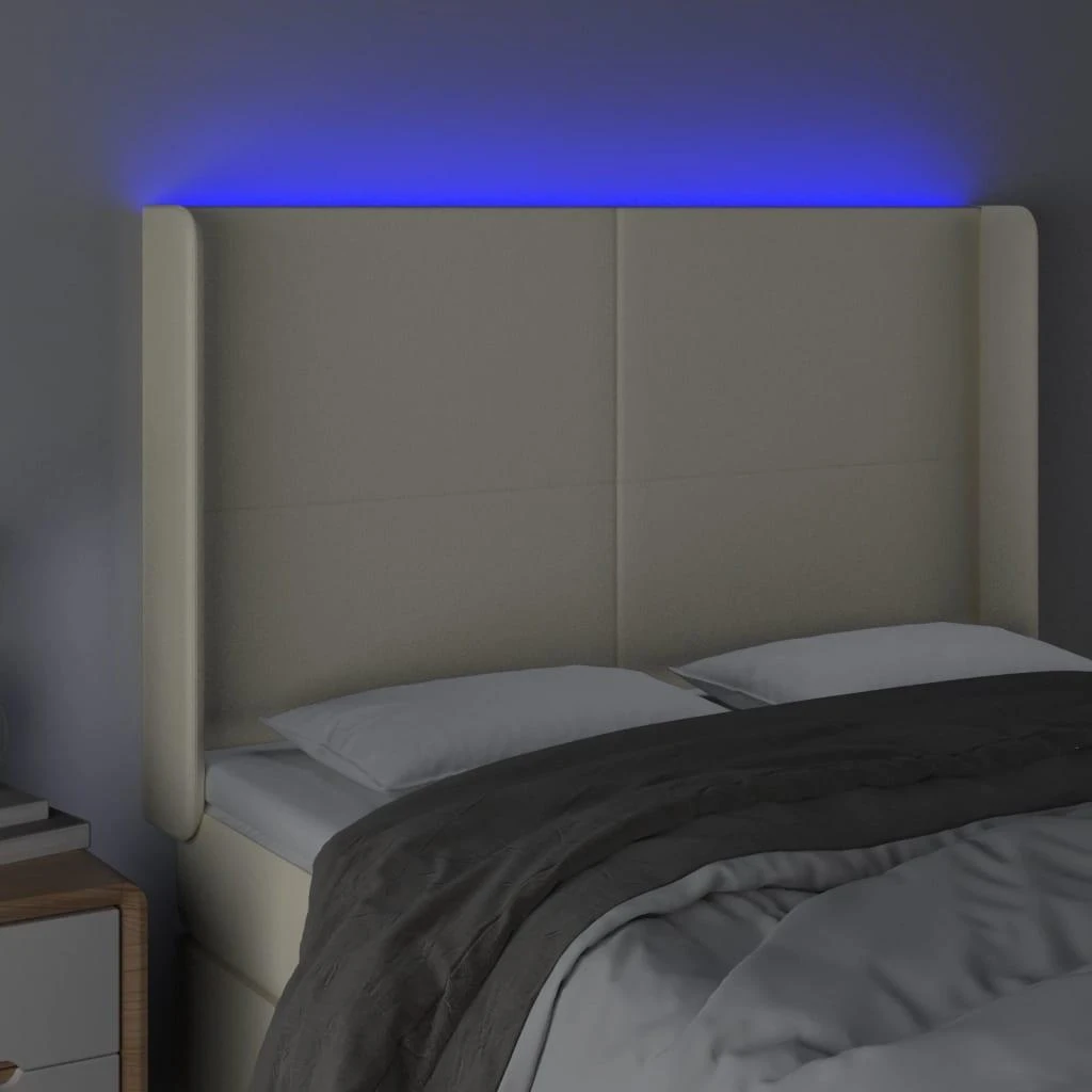 Galvūgalis su LED, kreminės spalvos, 147x16x118/128 cm