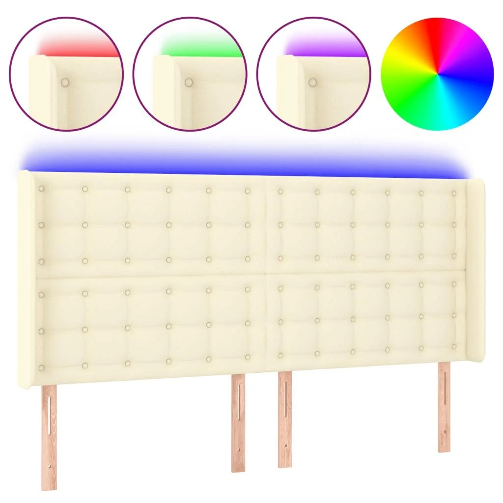Galvūgalis su LED, kreminės spalvos, 147x16x118/128 cm