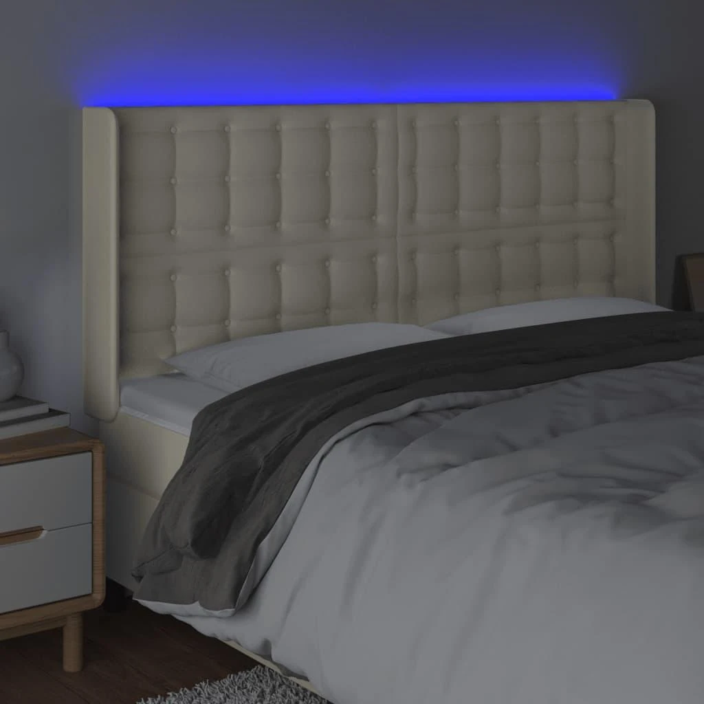 Galvūgalis su LED, kreminės spalvos, 147x16x118/128 cm
