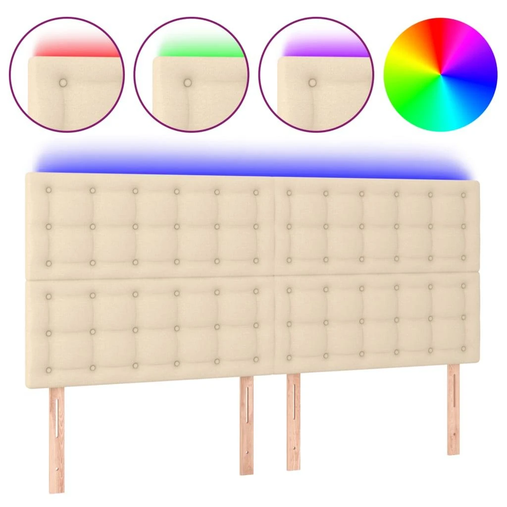Galvūgalis su LED, kreminės spalvos, 160x5x118/128cm, audinys