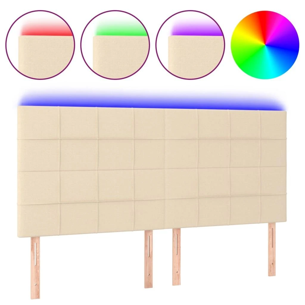 Galvūgalis su LED, kreminės spalvos, 160x5x118/128cm, audinys