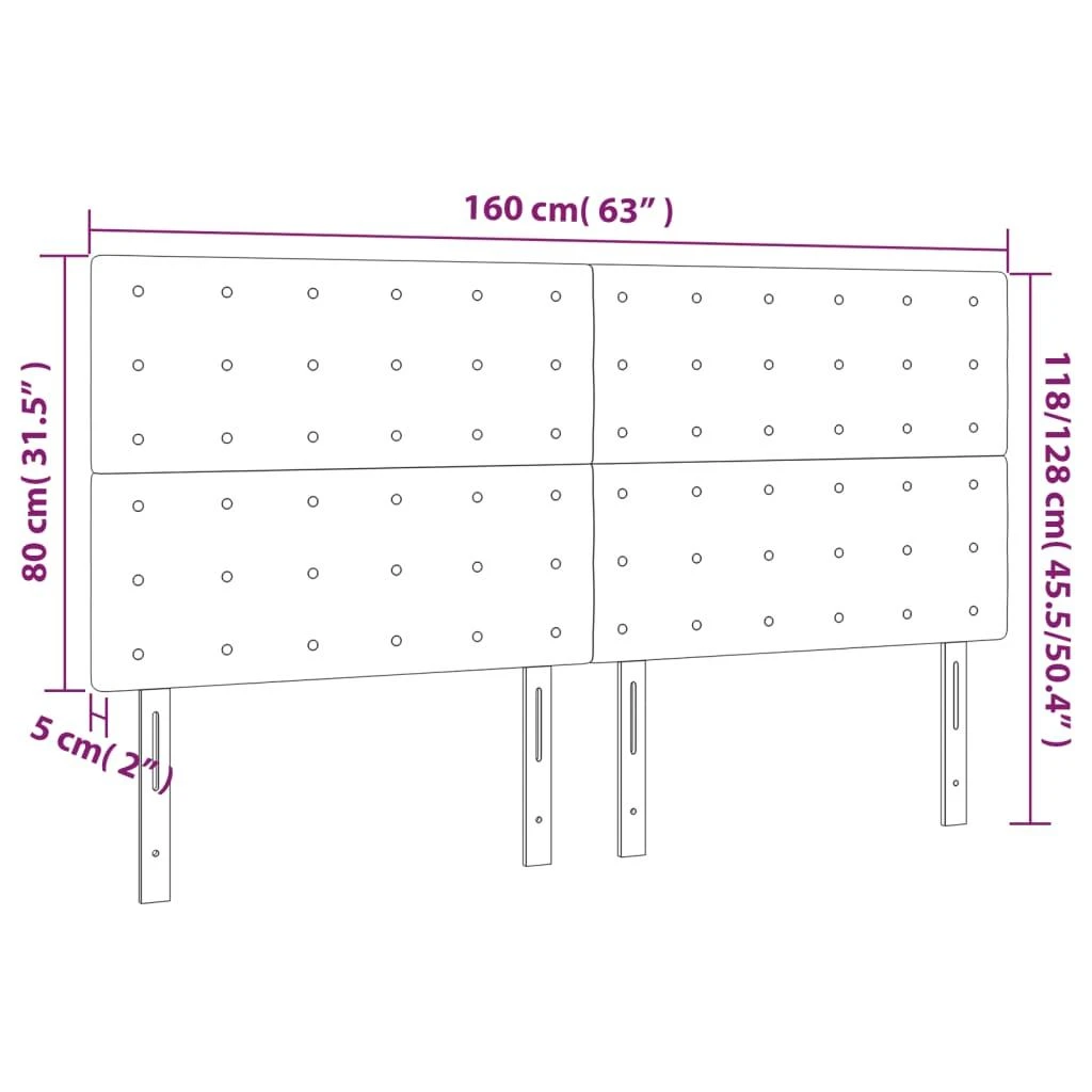 Galvūgalis su LED, kreminės spalvos, 160x5x118/128cm, audinys
