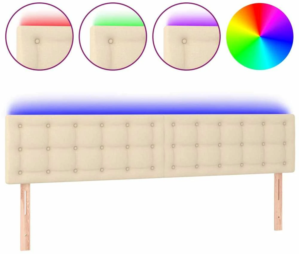 Galvūgalis su LED, kreminės spalvos, 160x5x78/88cm, audinys