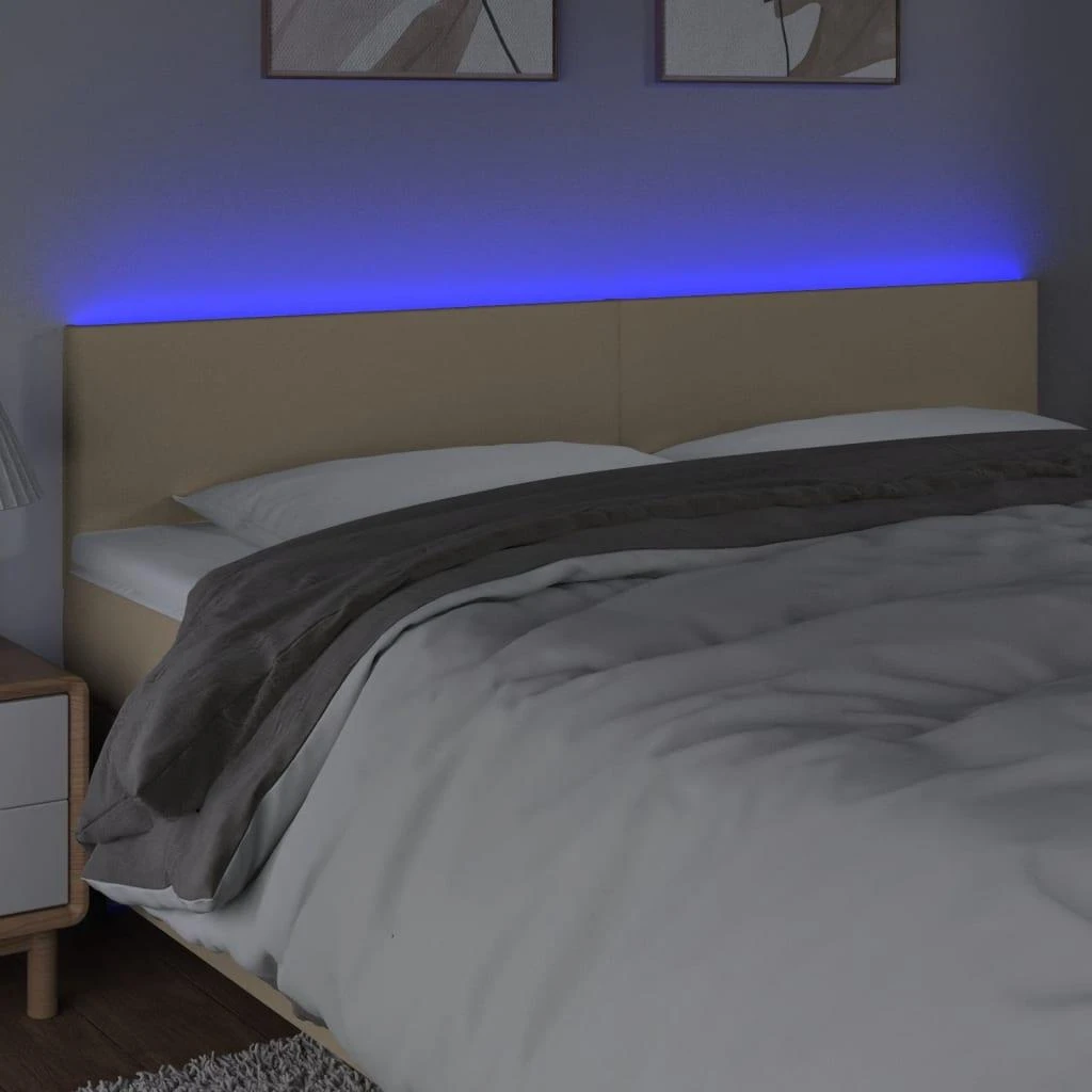 Galvūgalis su LED, kreminės spalvos, 160x5x78/88cm, audinys