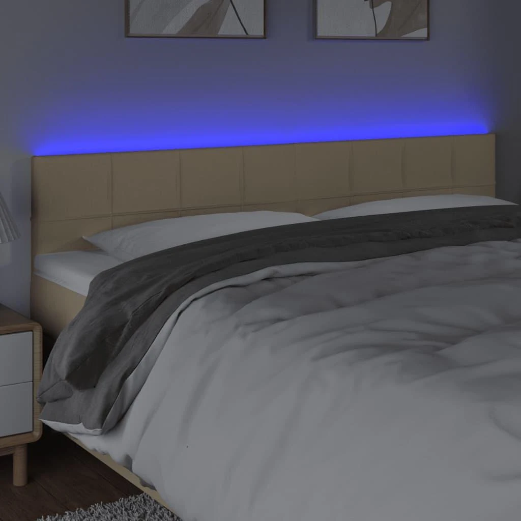 Galvūgalis su LED, kreminės spalvos, 160x5x78/88cm, audinys