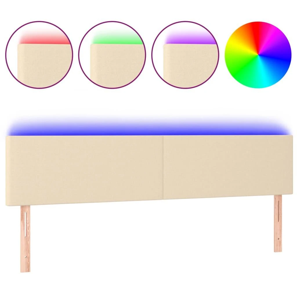 Galvūgalis su LED, kreminės spalvos, 160x5x78/88cm, audinys