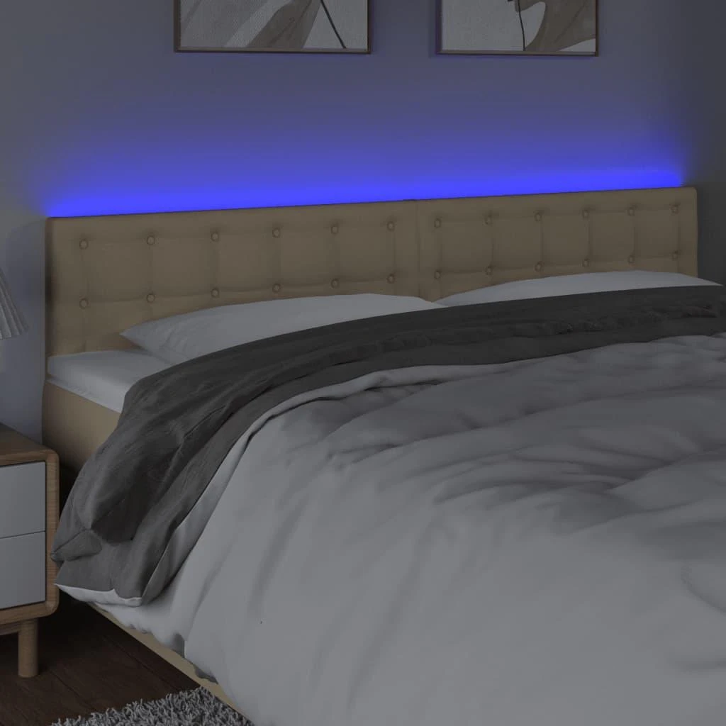 Galvūgalis su LED, kreminės spalvos, 160x5x78/88cm, audinys