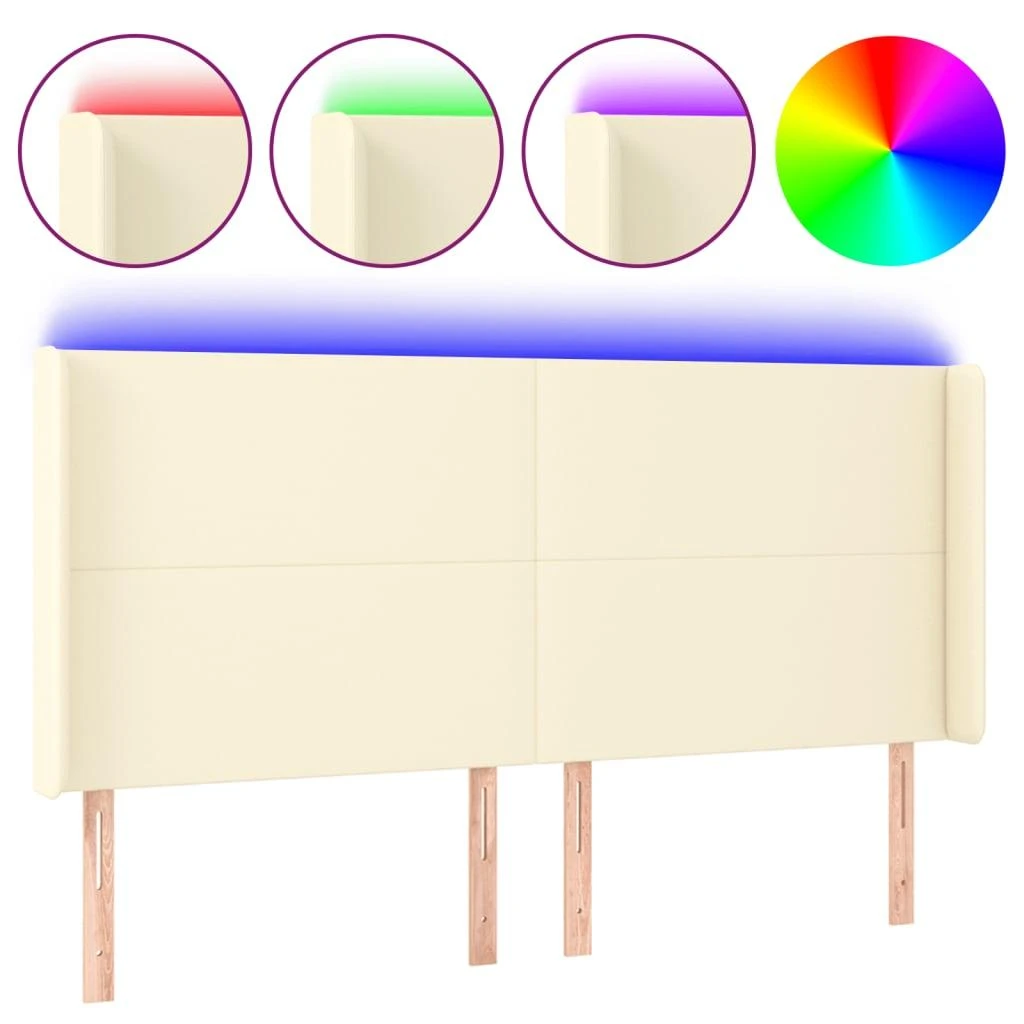 Galvūgalis su LED, kreminės spalvos, 163x16x118/128 cm