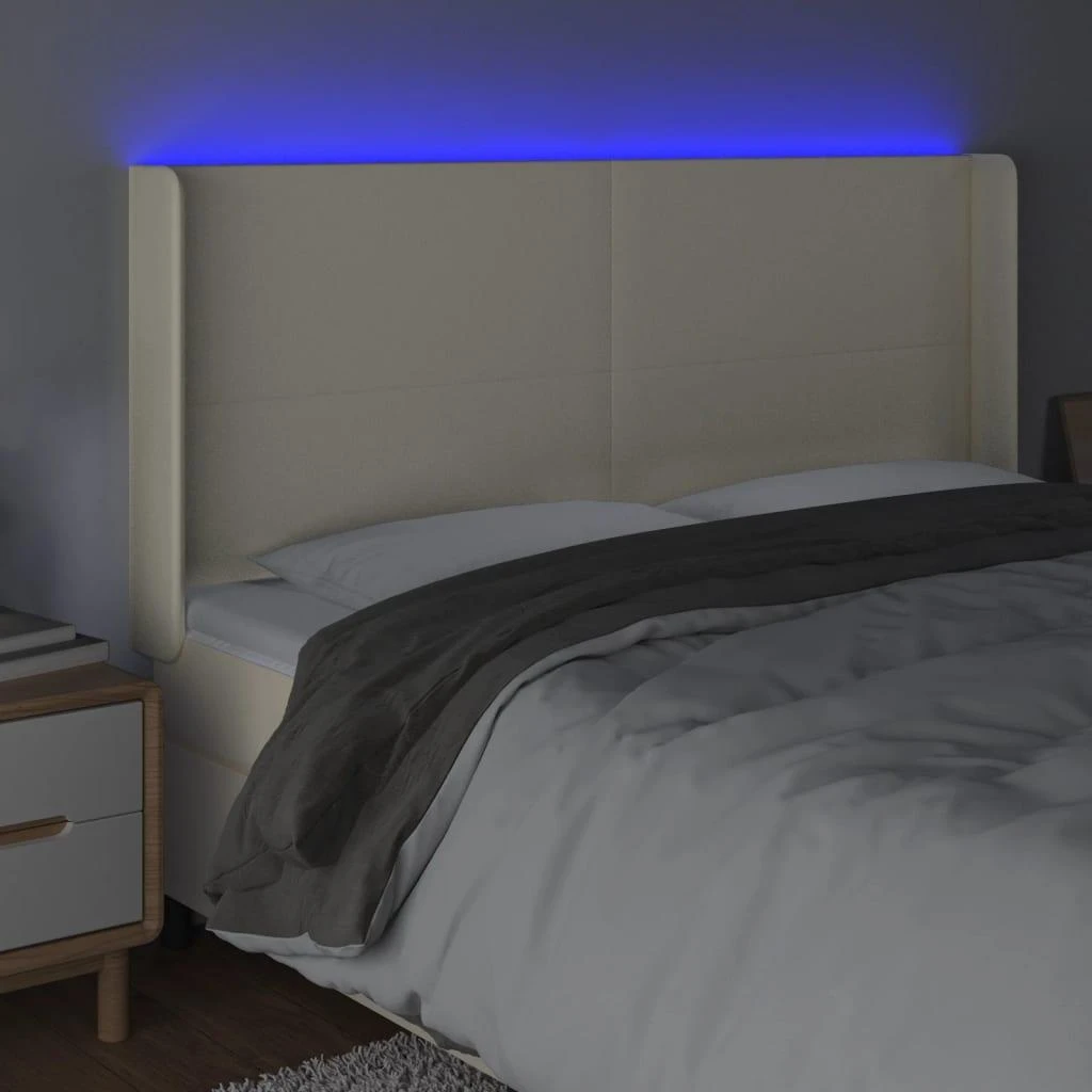 Galvūgalis su LED, kreminės spalvos, 163x16x118/128 cm