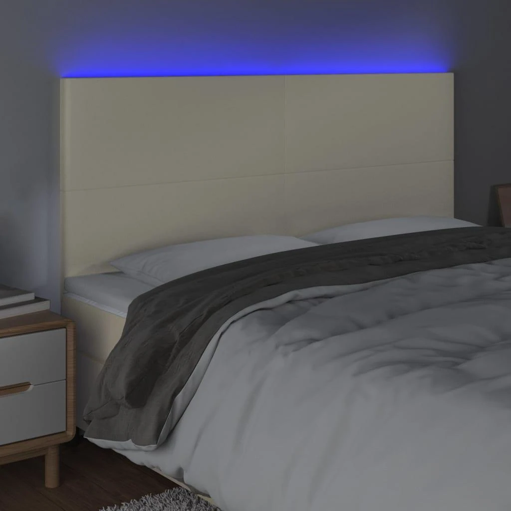 Galvūgalis su LED, kreminės spalvos, 180x5x118/128 cm