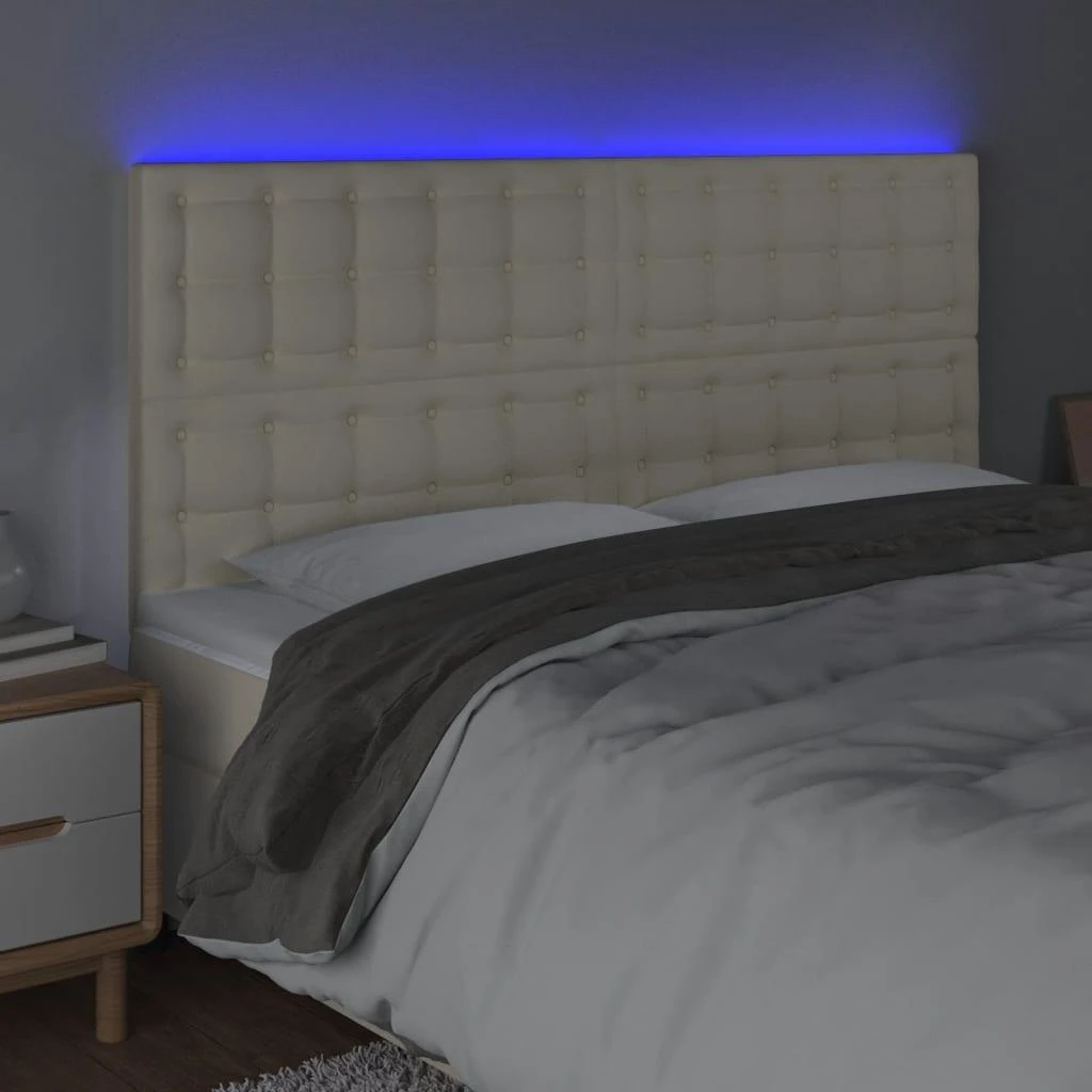 Galvūgalis su LED, kreminės spalvos, 180x5x118/128 cm