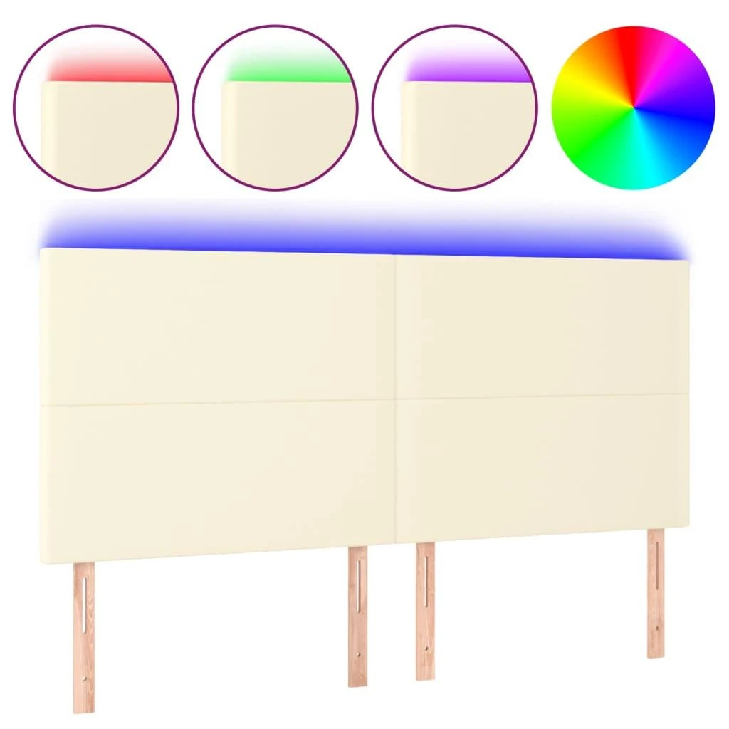 Galvūgalis su LED, kreminės spalvos, 180x5x118/128 cm