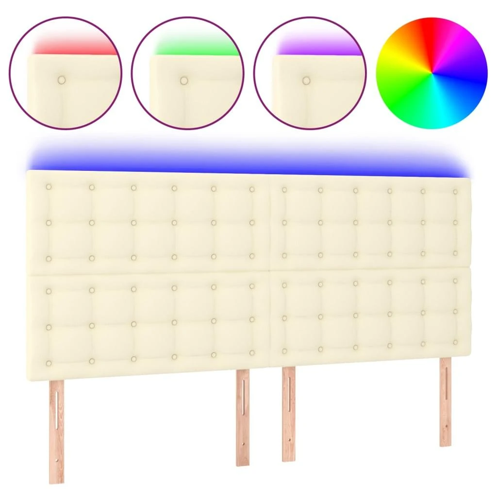Galvūgalis su LED, kreminės spalvos, 180x5x118/128 cm