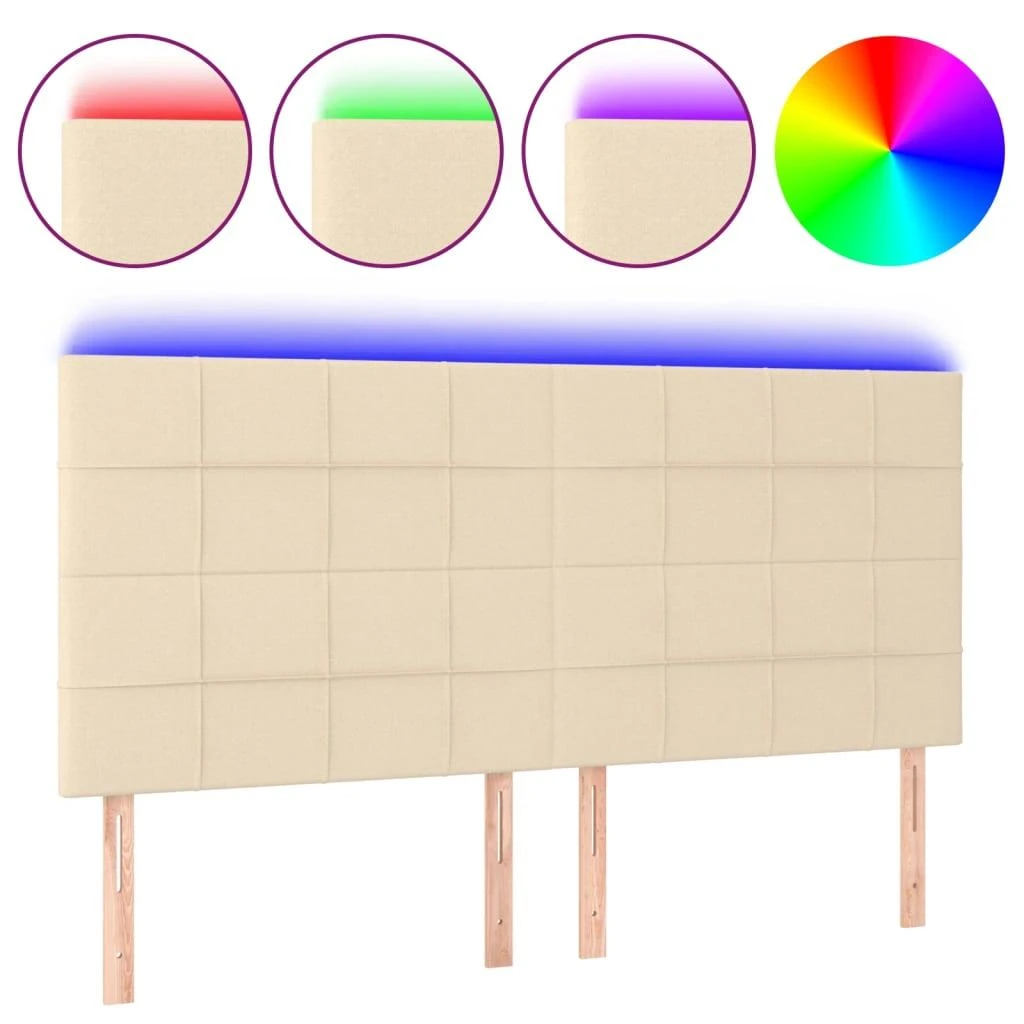 Galvūgalis su LED, kreminės spalvos, 180x5x118/128cm, audinys