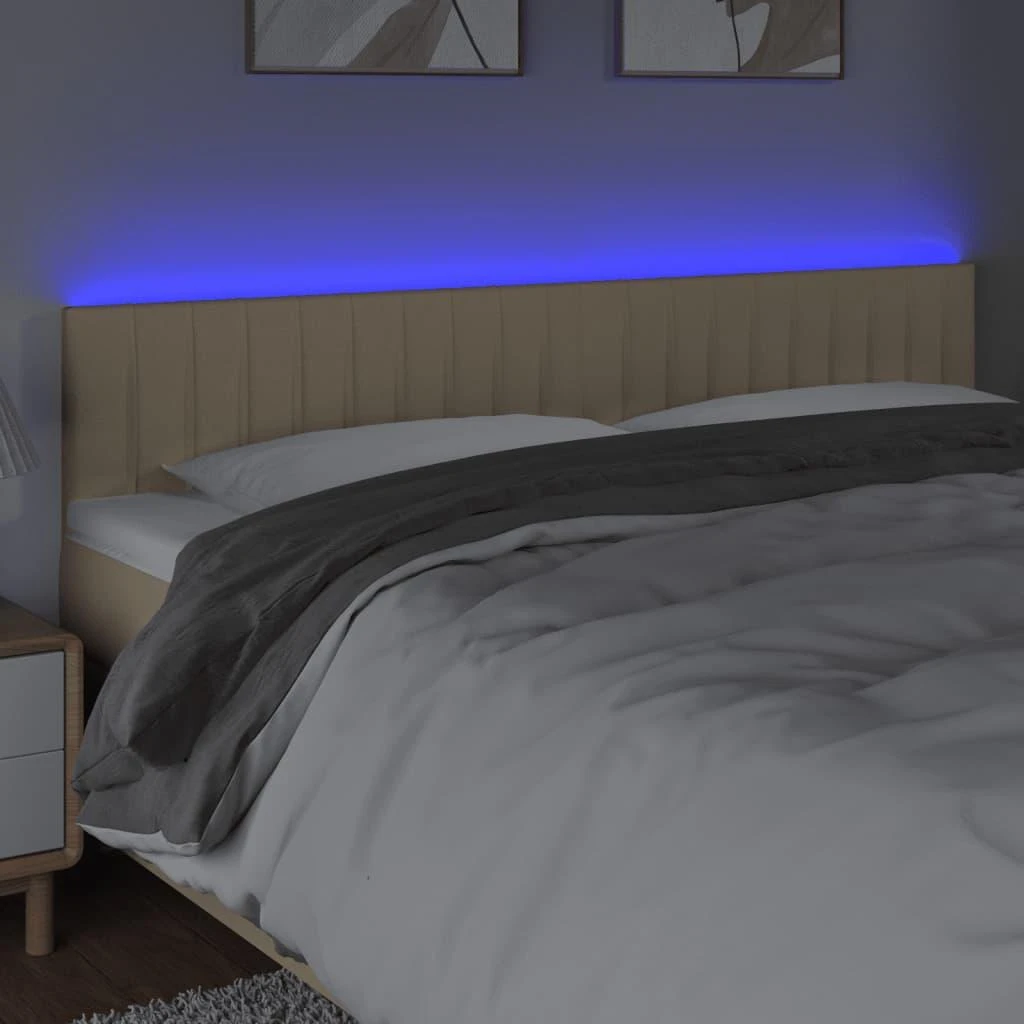 Galvūgalis su LED, kreminės spalvos, 180x5x78/88cm, audinys