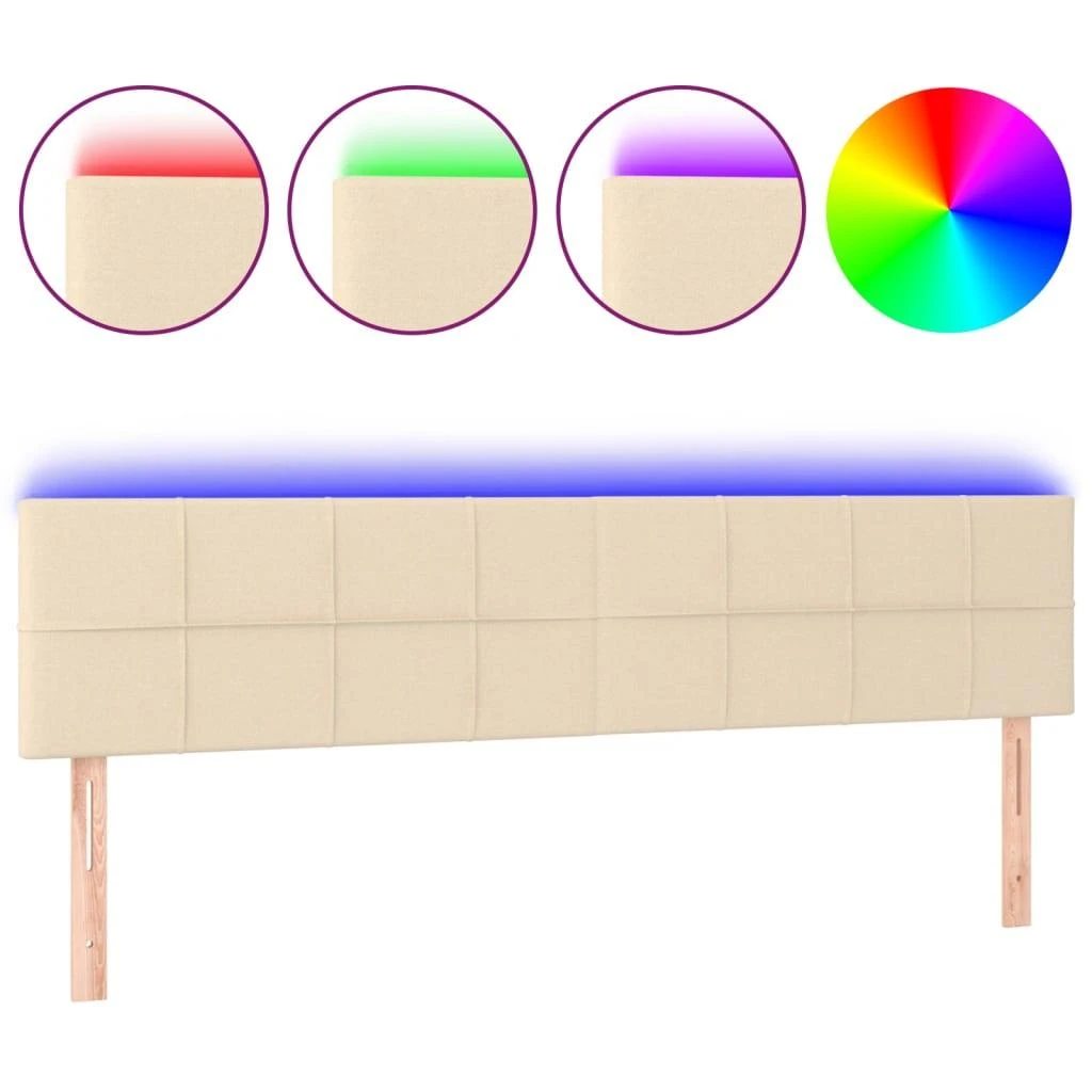 Galvūgalis su LED, kreminės spalvos, 180x5x78/88cm, audinys