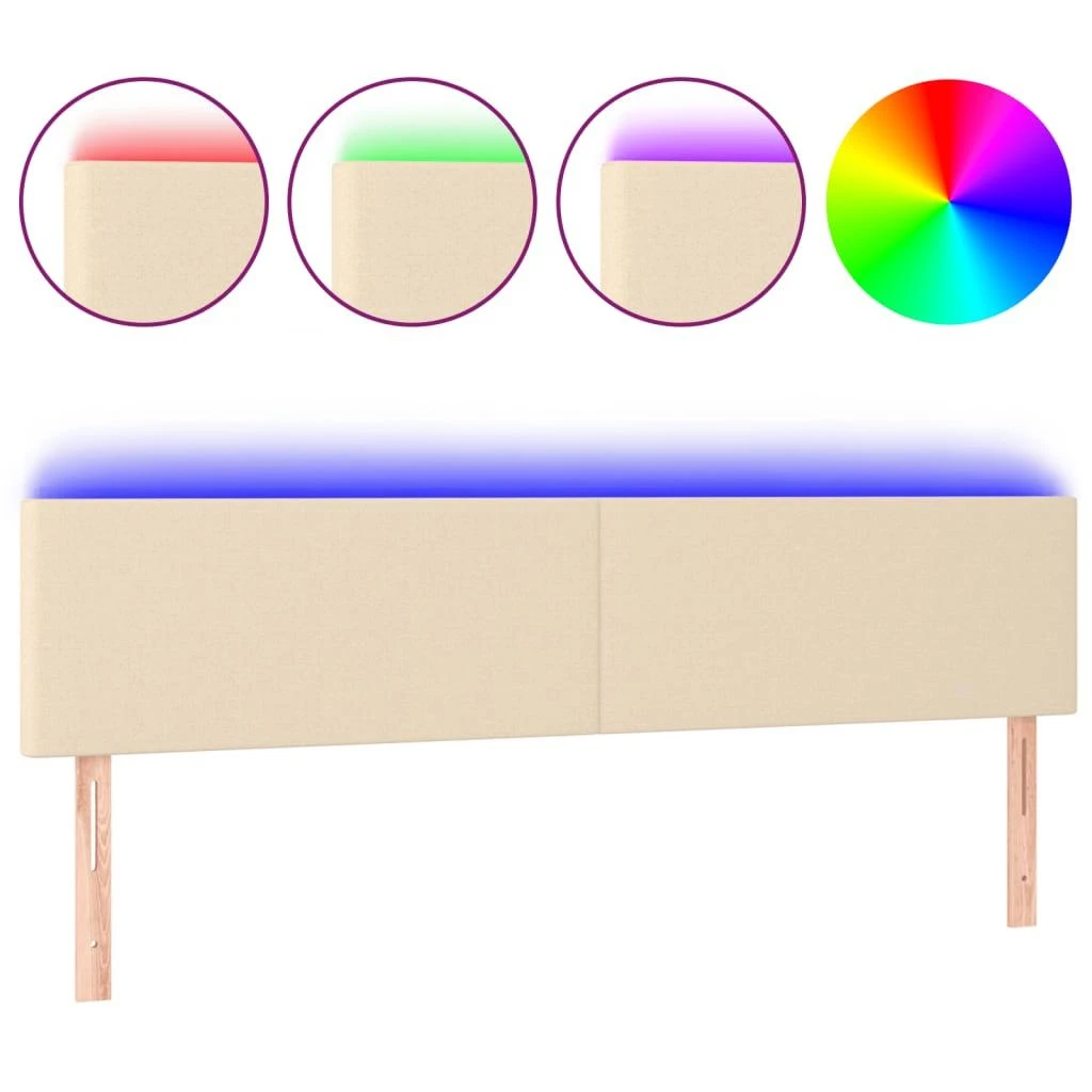 Galvūgalis su LED, kreminės spalvos, 180x5x78/88cm, audinys